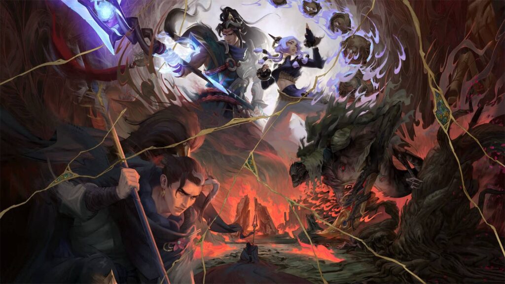 Das Bild ist ein offizielles Splash-Art-Bild aus dem League of Legends-Universum und steht im Zusammenhang mit einem Story-Event namens „Trials of Twilight“.