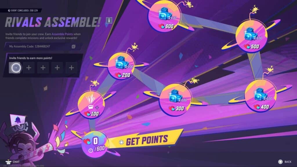 Die Marvel Rivals Assemble Event-Schnittstelle zeigt Punktmeilensteine ​​und Einheitenbelohnungen an
