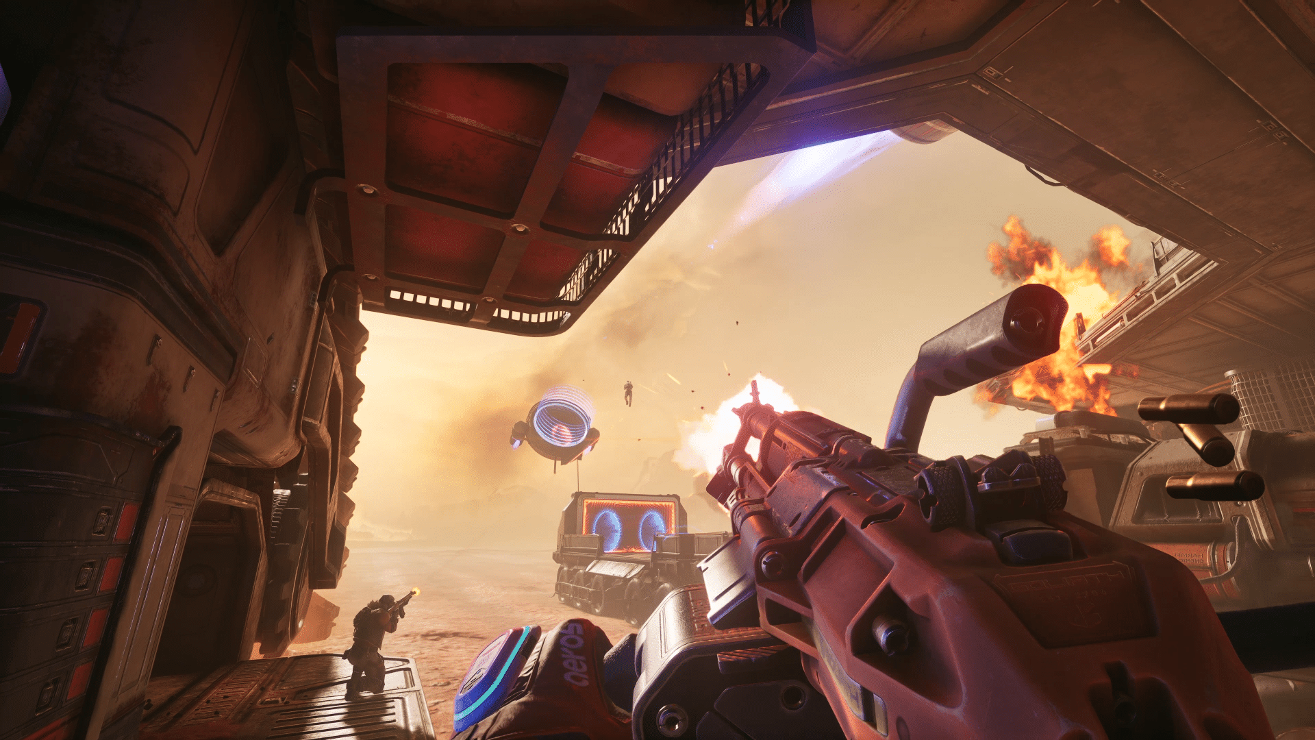 Splitgate Arena Reloaded LMG gunplay in-game screenshot