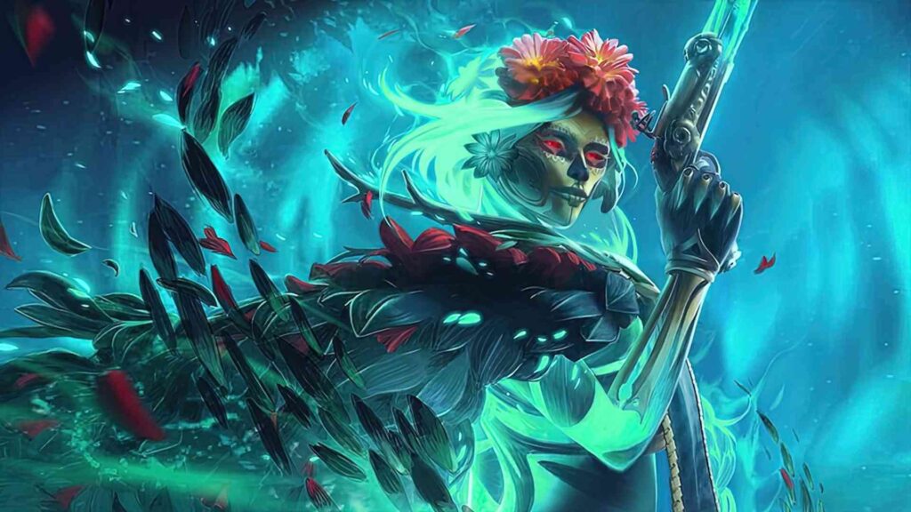La imagen muestra a Muerta, personaje del popular juego multijugador online Dota 2.