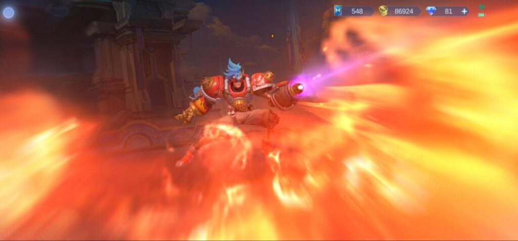 A hero unleashes a fiery final assault in Cell Legends: Bang Bang, filling the display disguise with flames