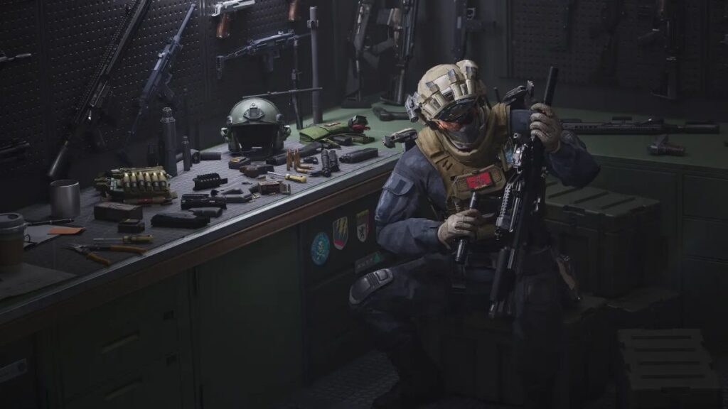 Delta Force-Spielszene mit gepanzertem Soldaten