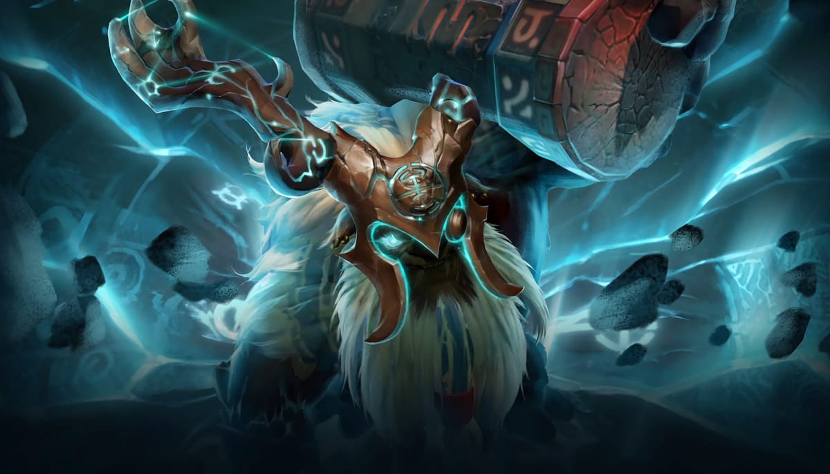 The image shows the character Earthshaker from the popular multiplayer online game Dota 2