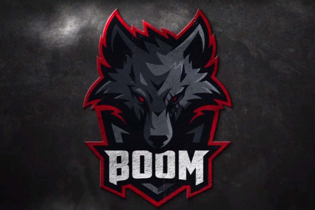 Image of BOOM Esports logo on a black background