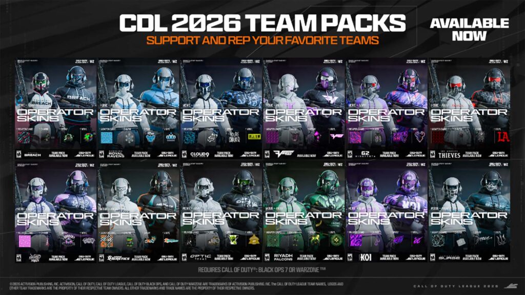 Image of Call of Duty League Team Packs on a black background