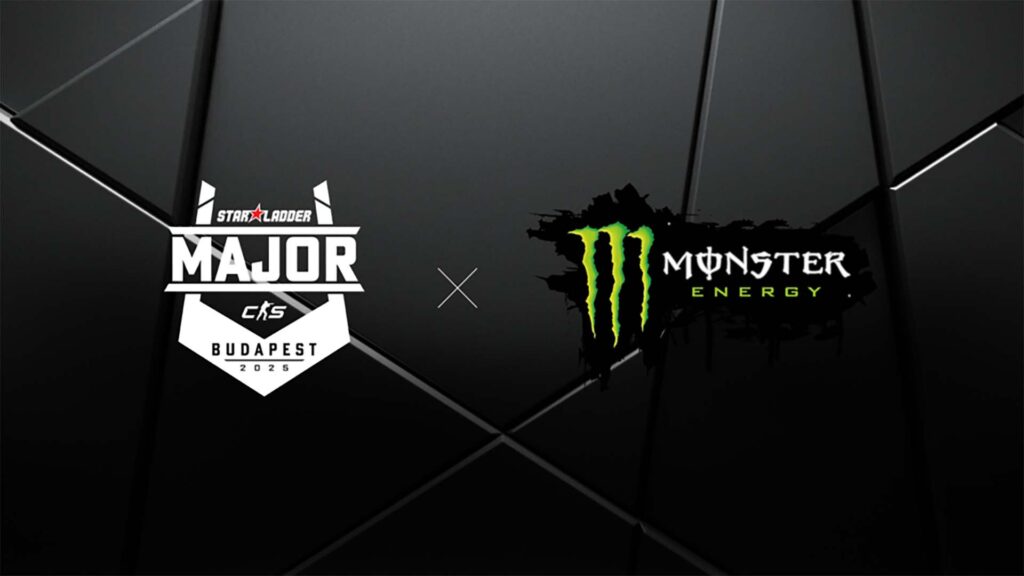 Image of StarLadder Budapest Major 2025 and Monster Energy logos on a black background