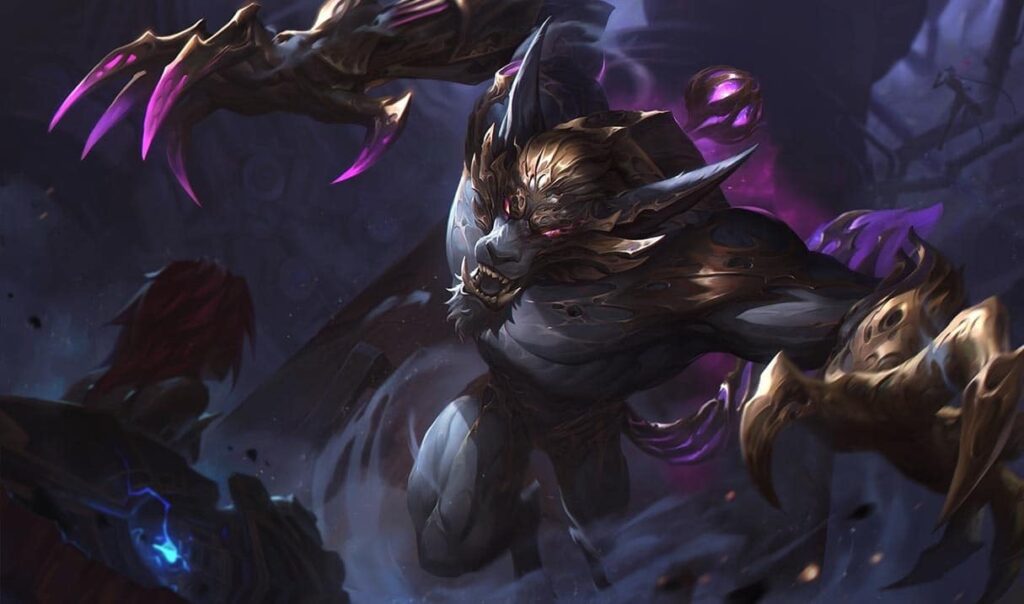 L'immagine è l'illustrazione ufficiale della skin “Arcane's Wander Warwick” per il campione Warwick del popolare gioco League of Legends. Questa skin è associata alla serie animata Netflix Arcane.