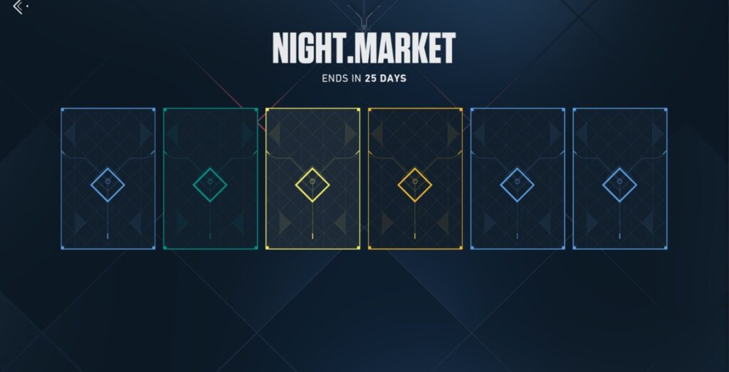 The image shows the "Night Market" screen in the Valorant game