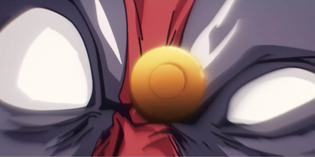 Um close da Pedra da Mente na testa do Visão