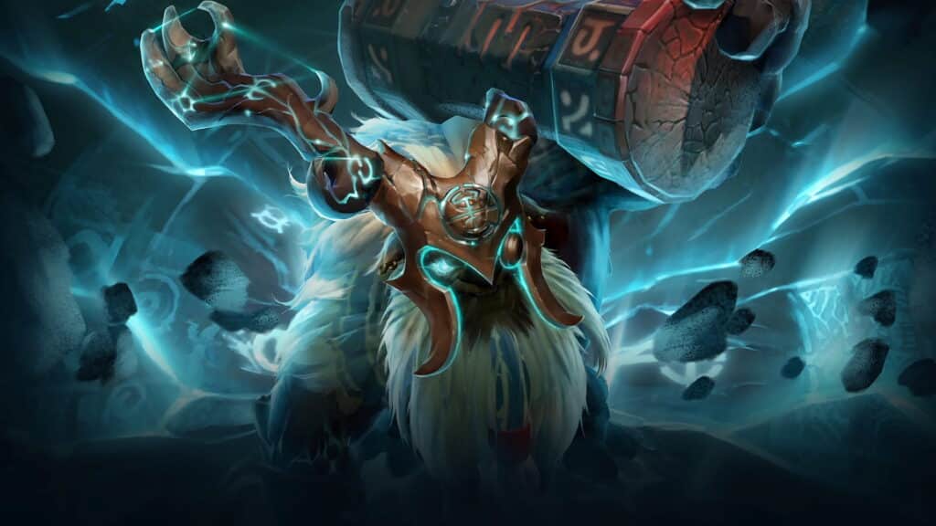 Der Charakter auf dem Bild ist Earthshaker (richtiger Name Raigor Stonehoof), ein mächtiger Kraftheld aus dem beliebten Spiel Dota 2