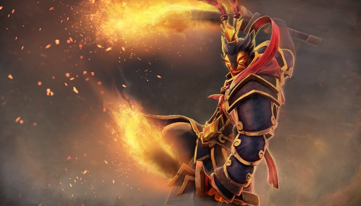 The image features Ember Spirit, whose real name is Xin, a character from the popular MOBA game Dota 2