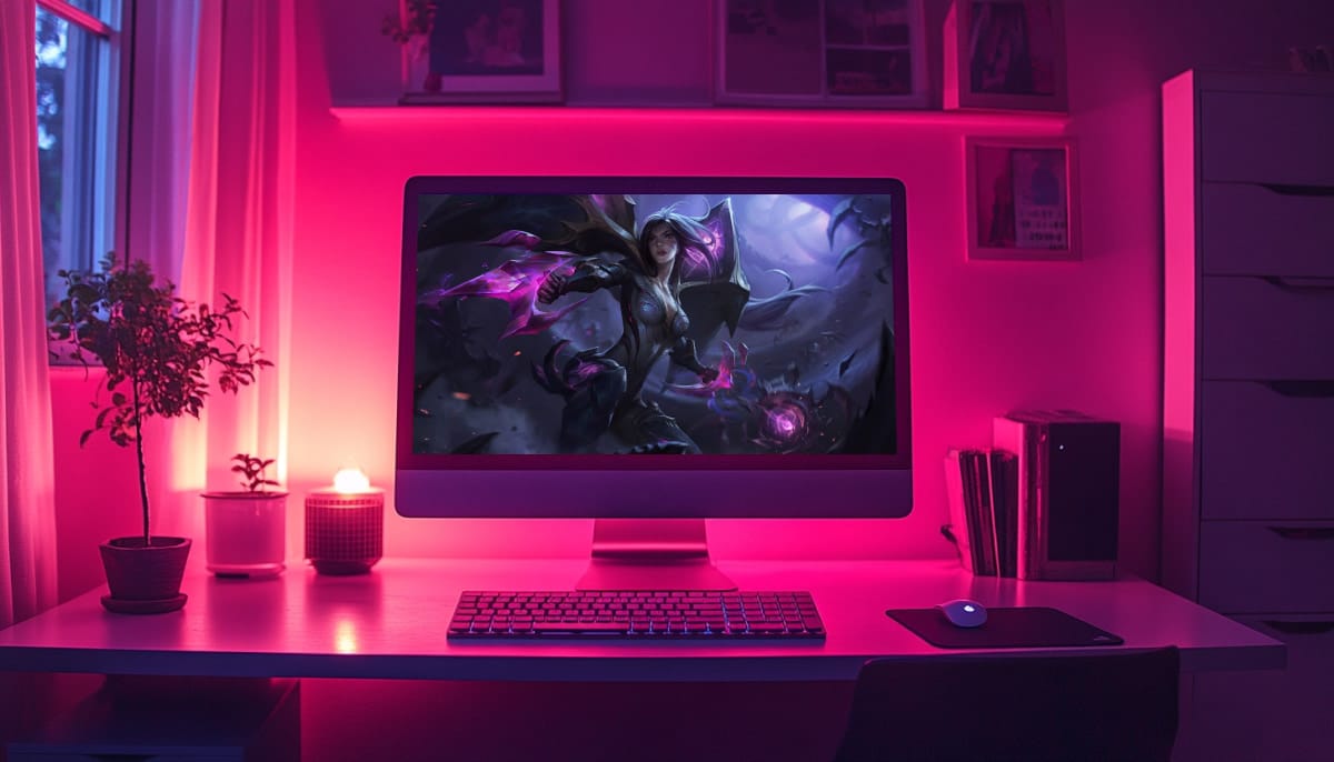 PC monitor displays Kai'Sa from LoL