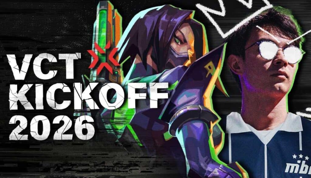 Overview of VCT 2026 Kickoff highlights showing VALORANT agents, pro players, and early tournament storylines.