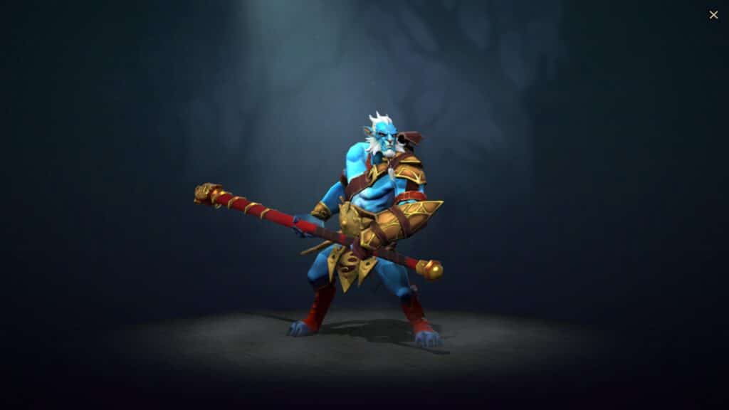 A 3D character model from the game Dota 2 named Phantom Lancer