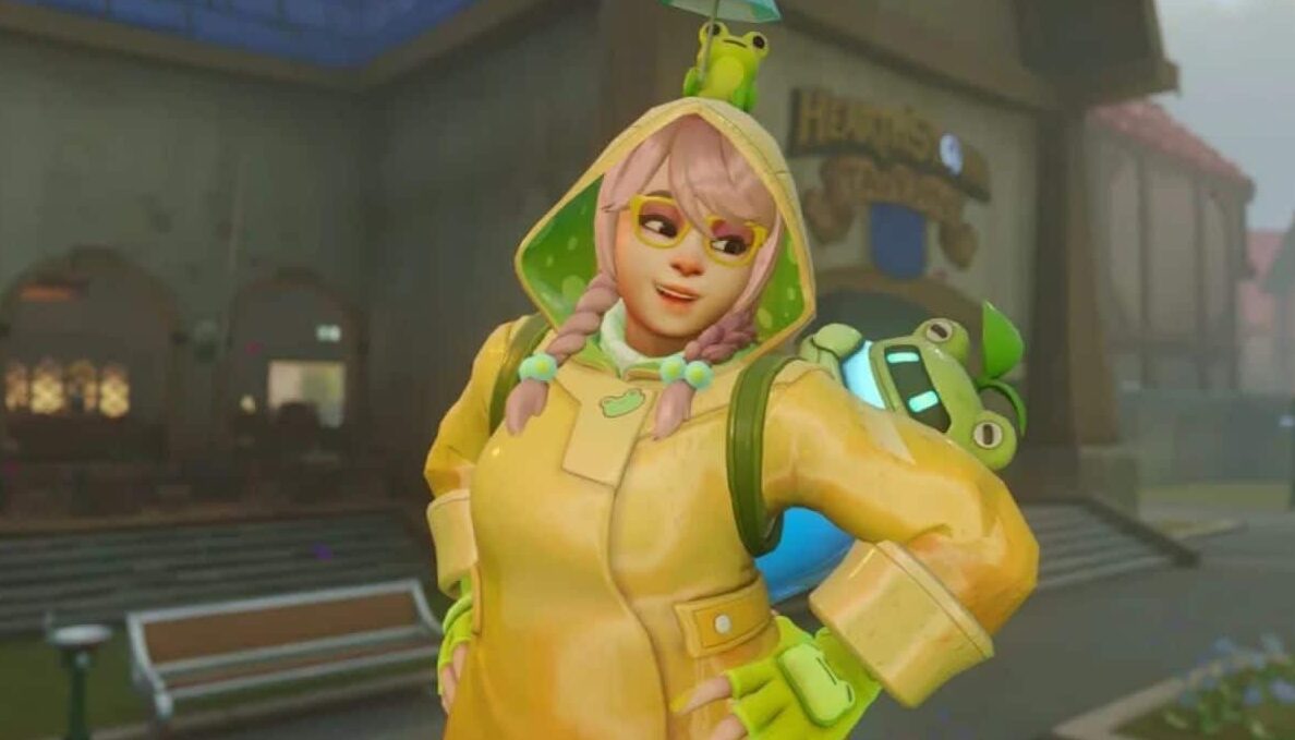 Mei from Overwatch 2 in Rainy Day skin with cute little frog on her head