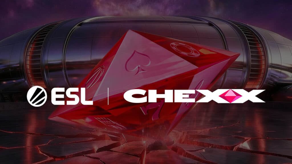 Image of ESL and Chexx logos on a dark grey and red background