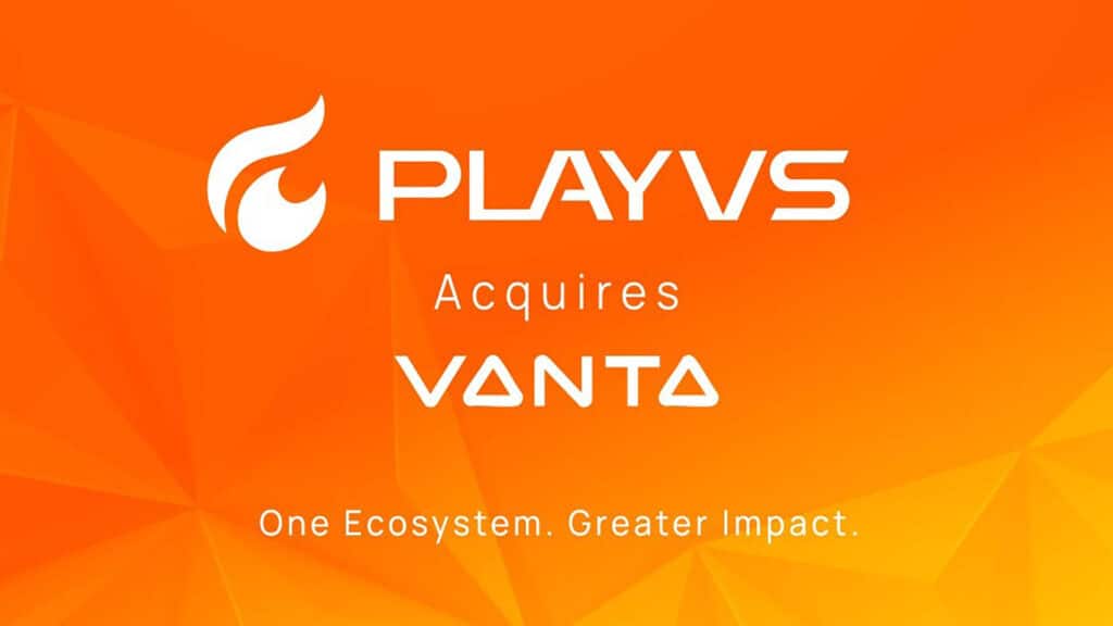 Image of PlayVS and Vanta Esports logo on an orange background