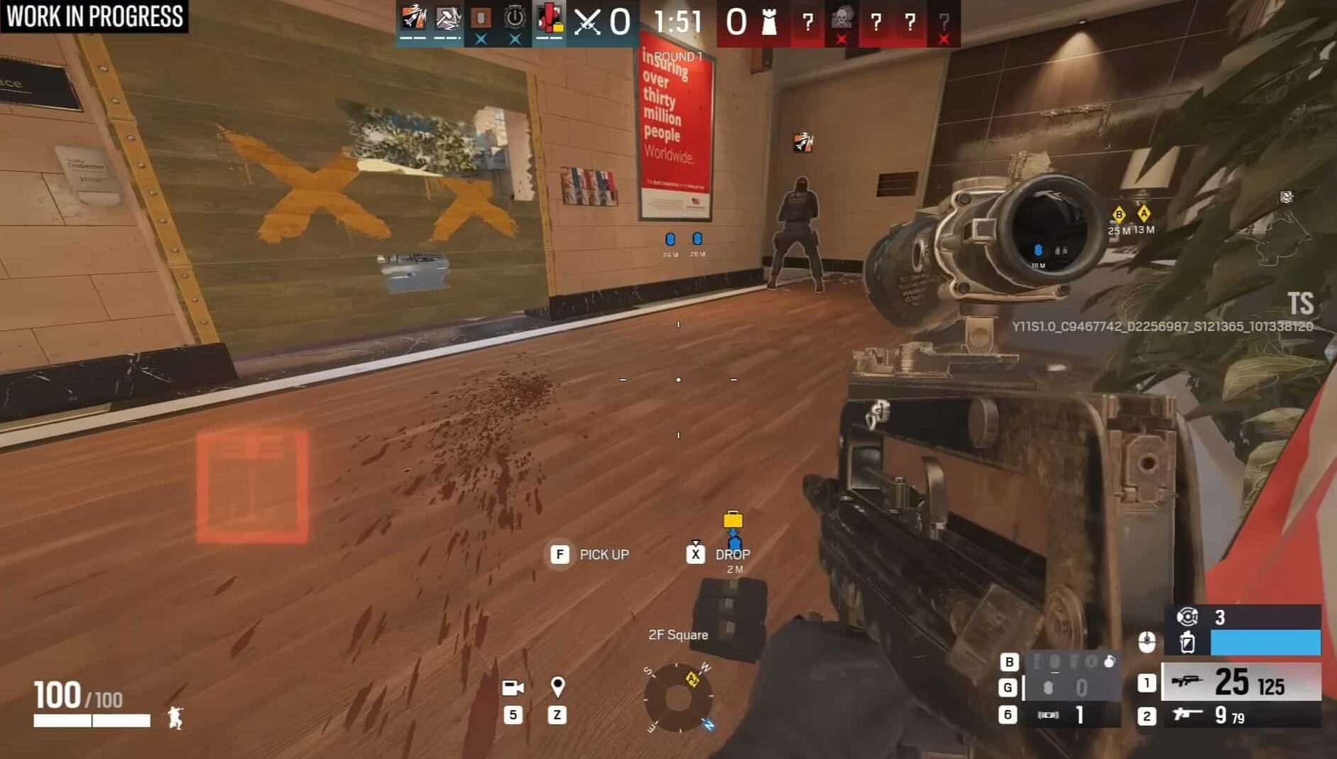 Rainbow Six Siege X is a first-person gunfight scene inside a building