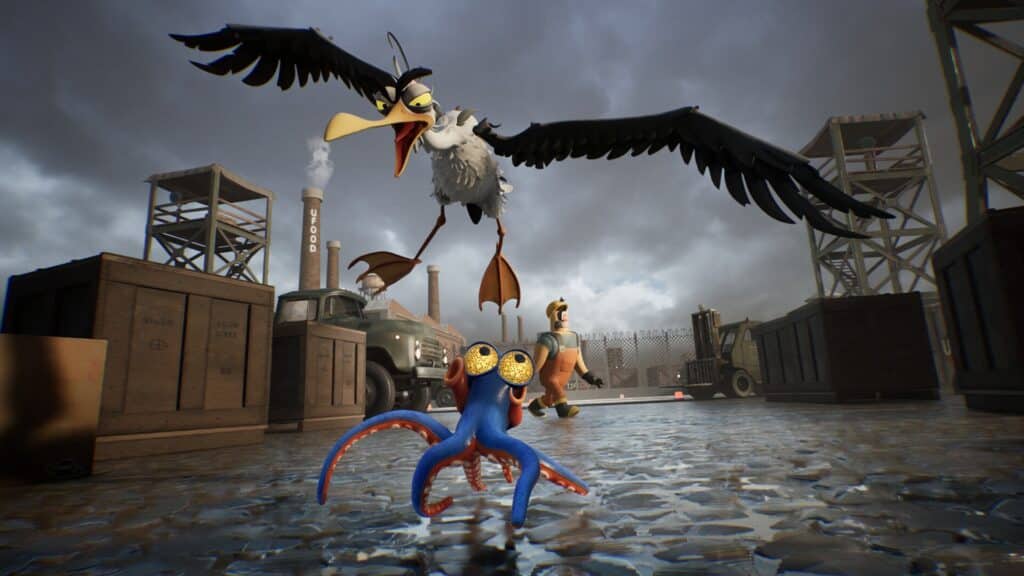 Darwin’s Paradox gameplay with octopus facing large bird