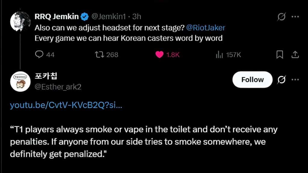 RRQ Jemkin-Tweet zum Problem mit dem VCT Pacific-Headset