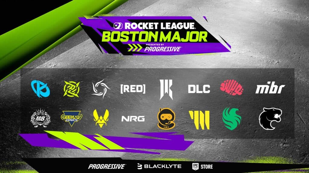 Rocket League Championship Series Boston major participating teams announcement graphic
