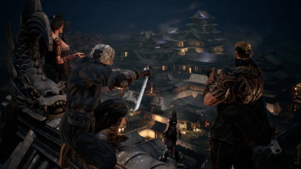 Ninjas overlooking a castle town in Yakoh Shinobi Ops
