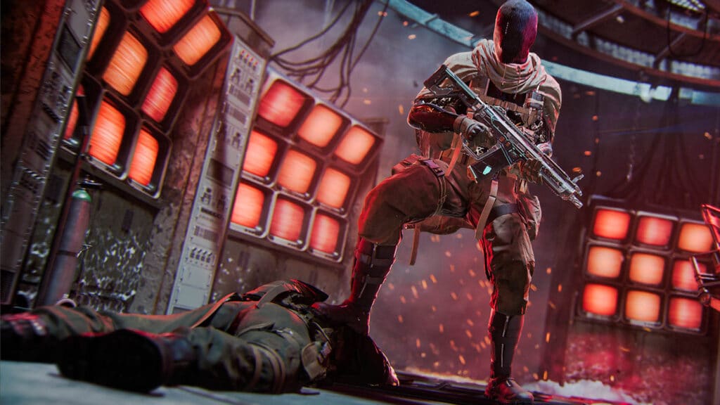 Image of Call of Duty player holding weapon while standing on the chest of a downed opponent
