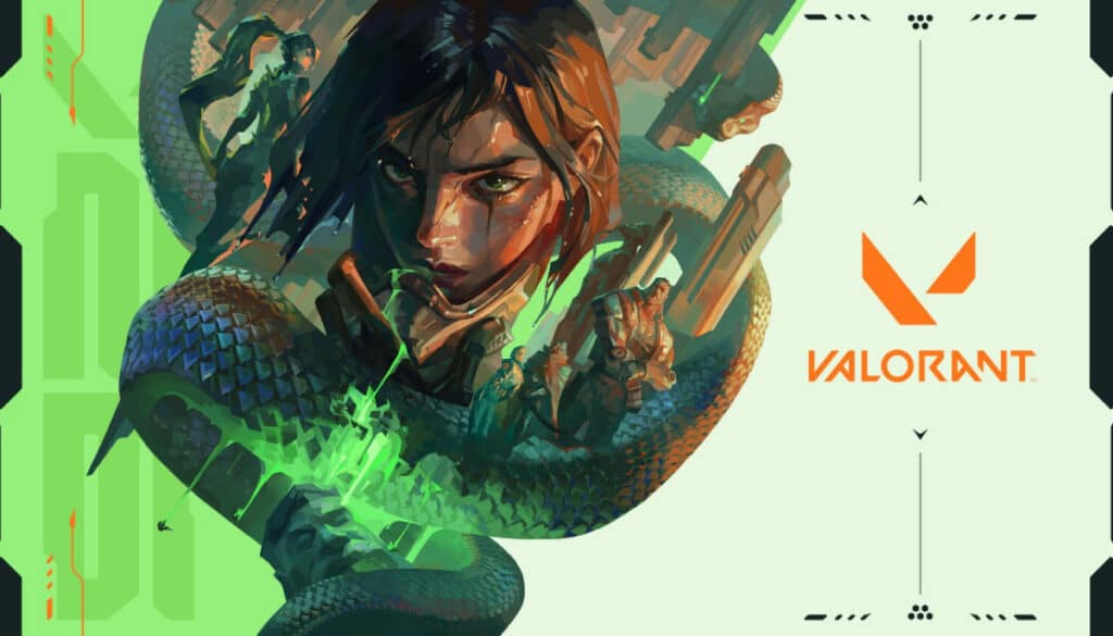 Female character with green energy and snake in VALORANT artwork