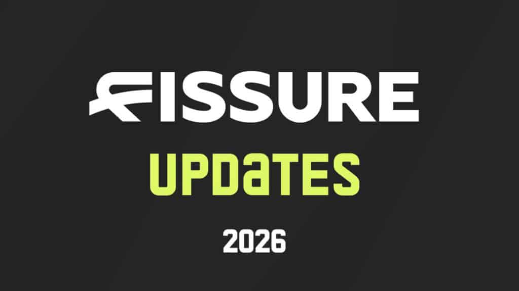Image of FISSURE logo underneath green and white text on a black and grey background