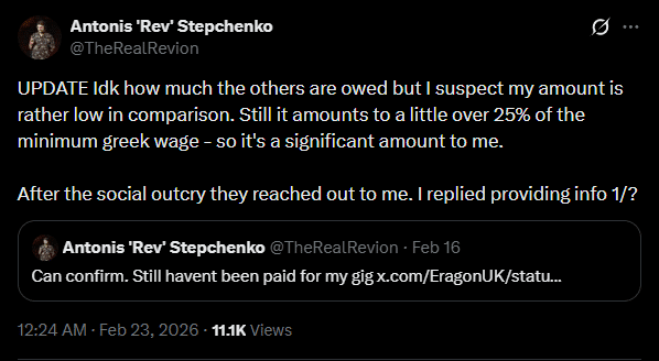 rev no payment issue