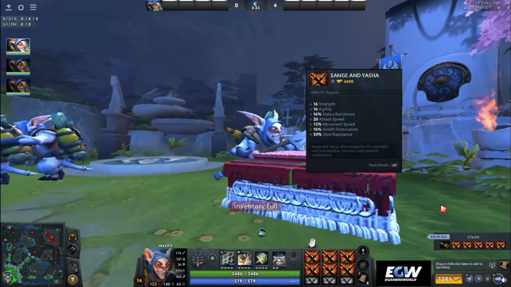 screenshot showing dota 2 meepo item duplication exploit