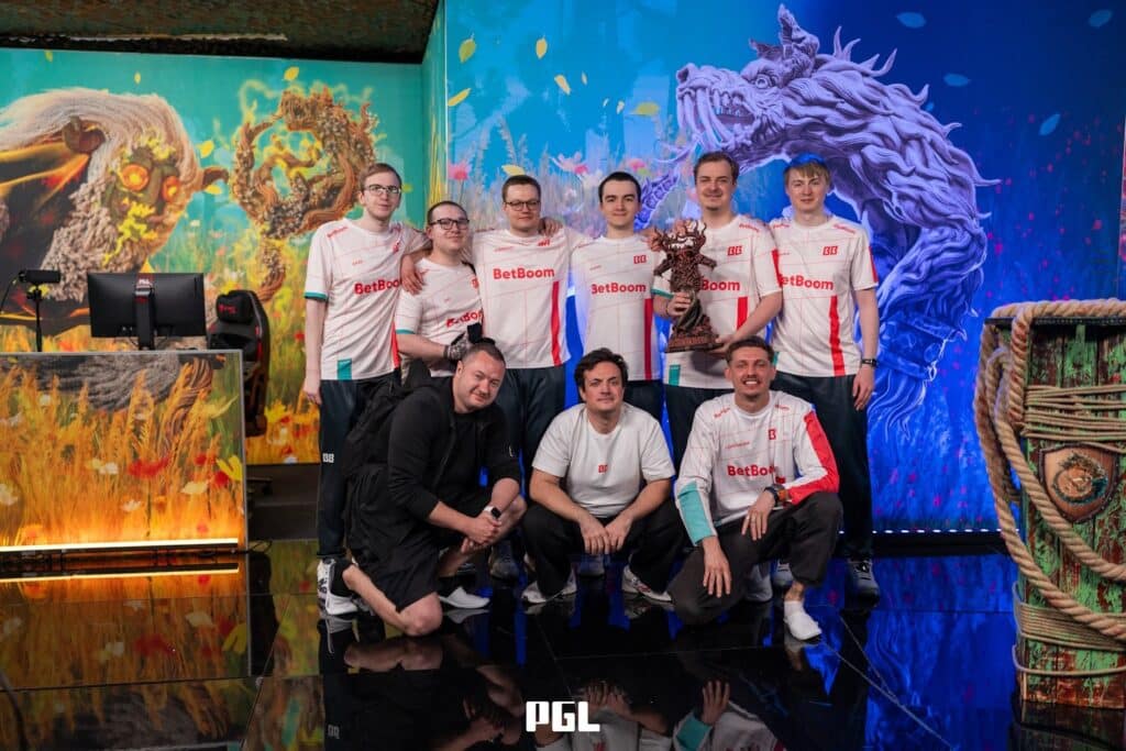 Picture of BetBoom Team at a PGL Dota 2 tournament.