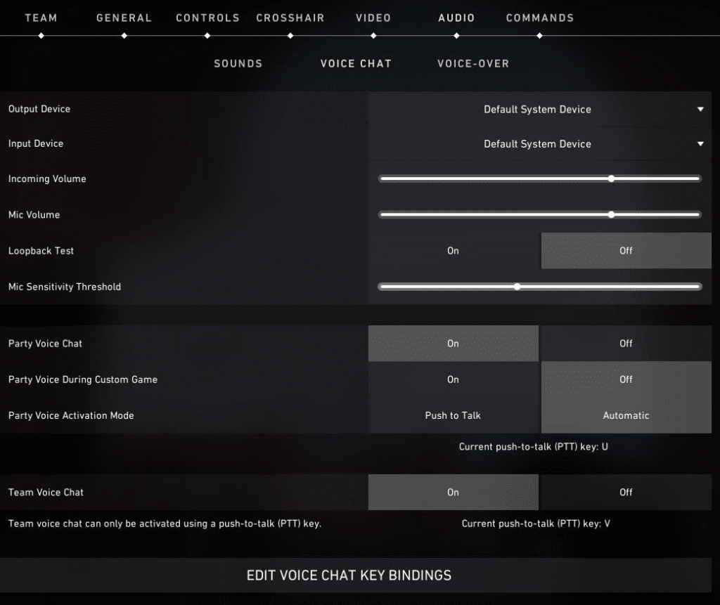 voice chat menu